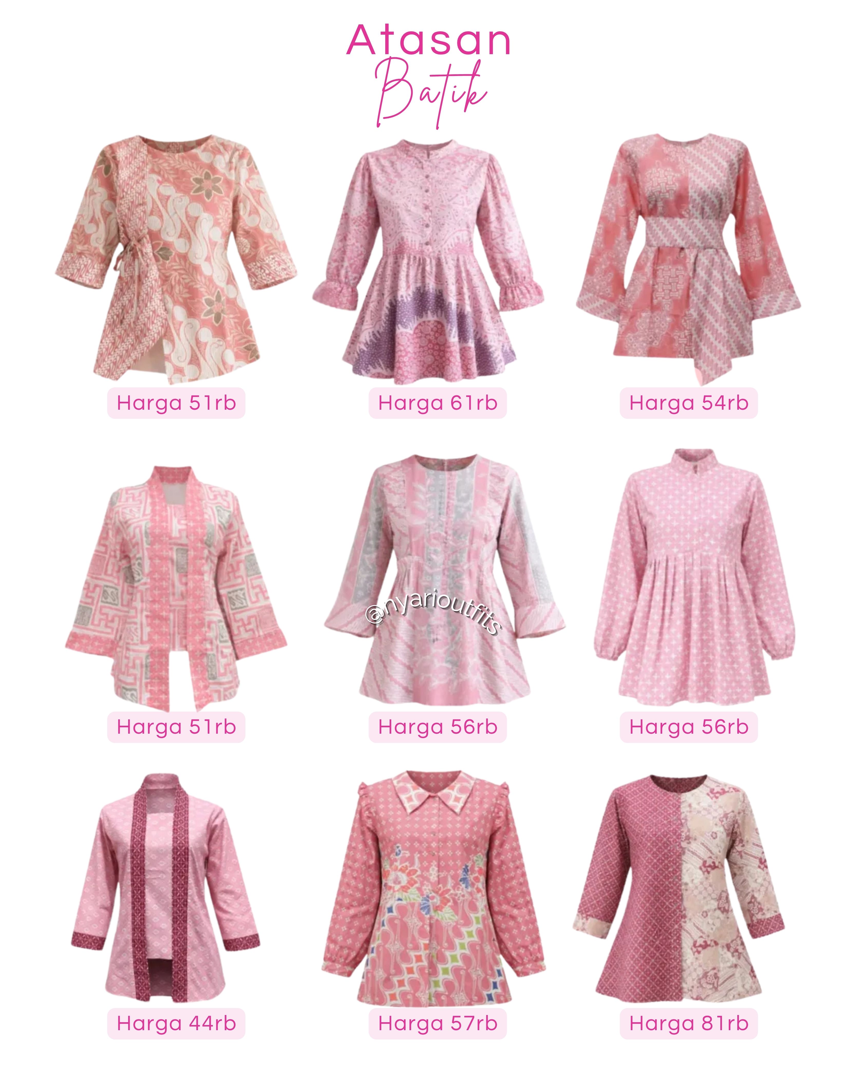 atasan - atasan batik pink