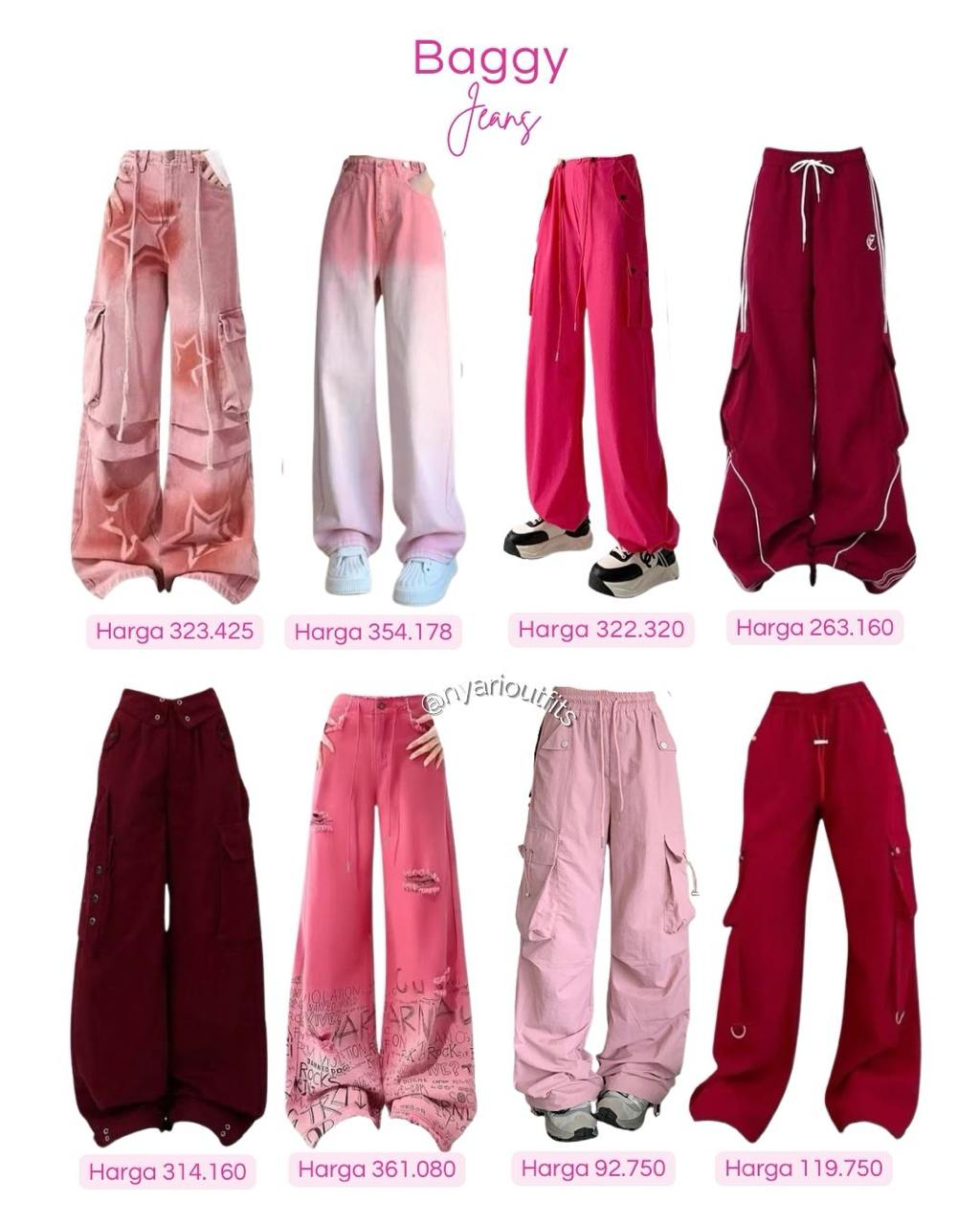 celana - baggy jeans pink