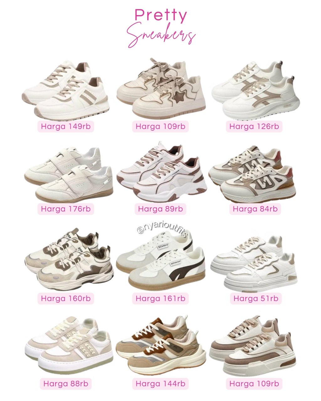 sepatu - sepatu sneakers putih coklat