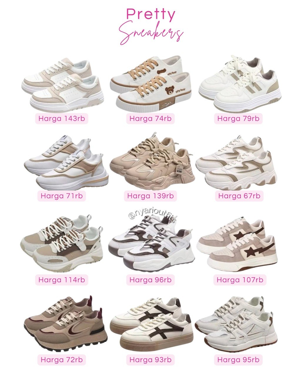 sepatu - sepatu sneakers putih coklat