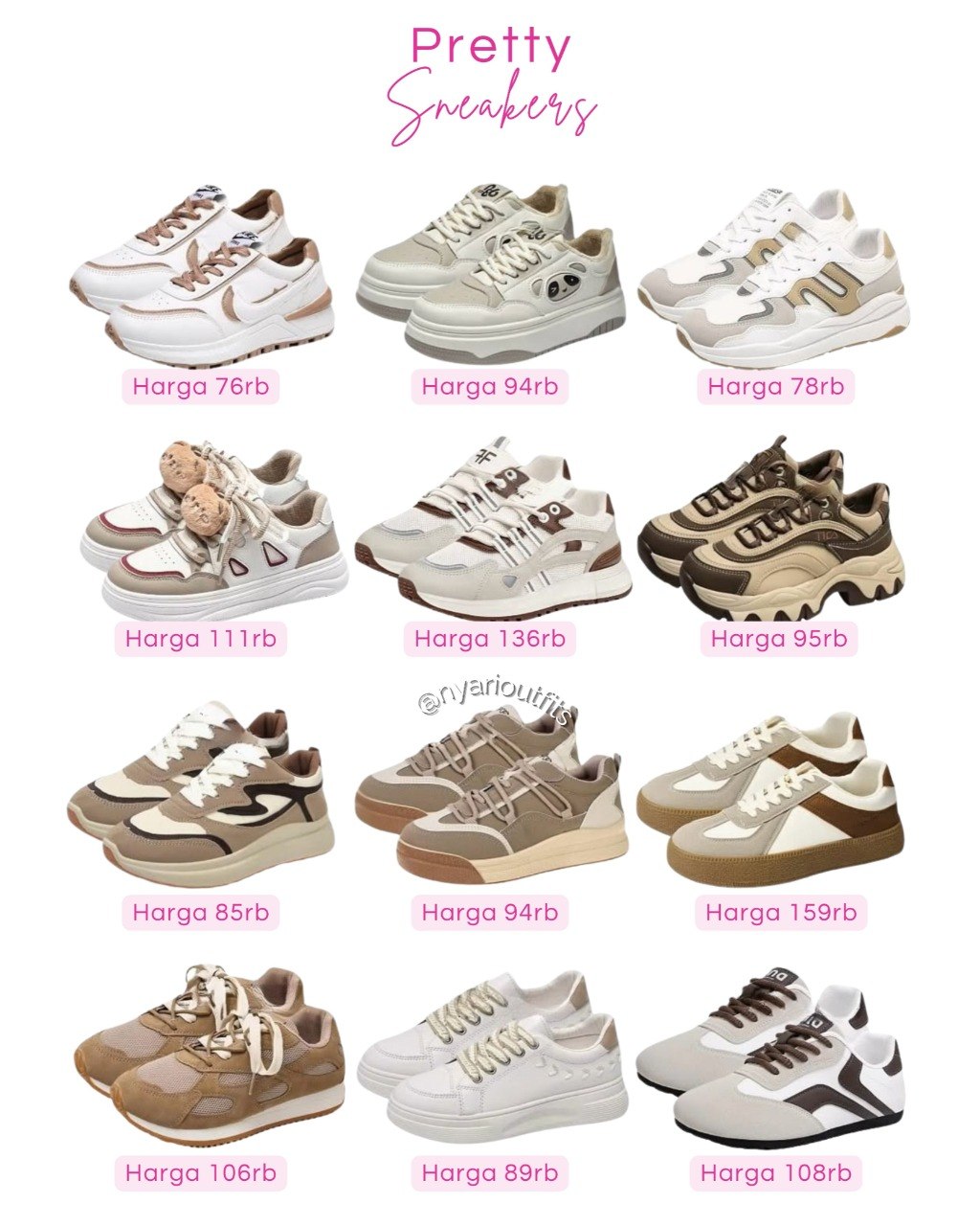 sepatu - sepatu sneakers putih coklat